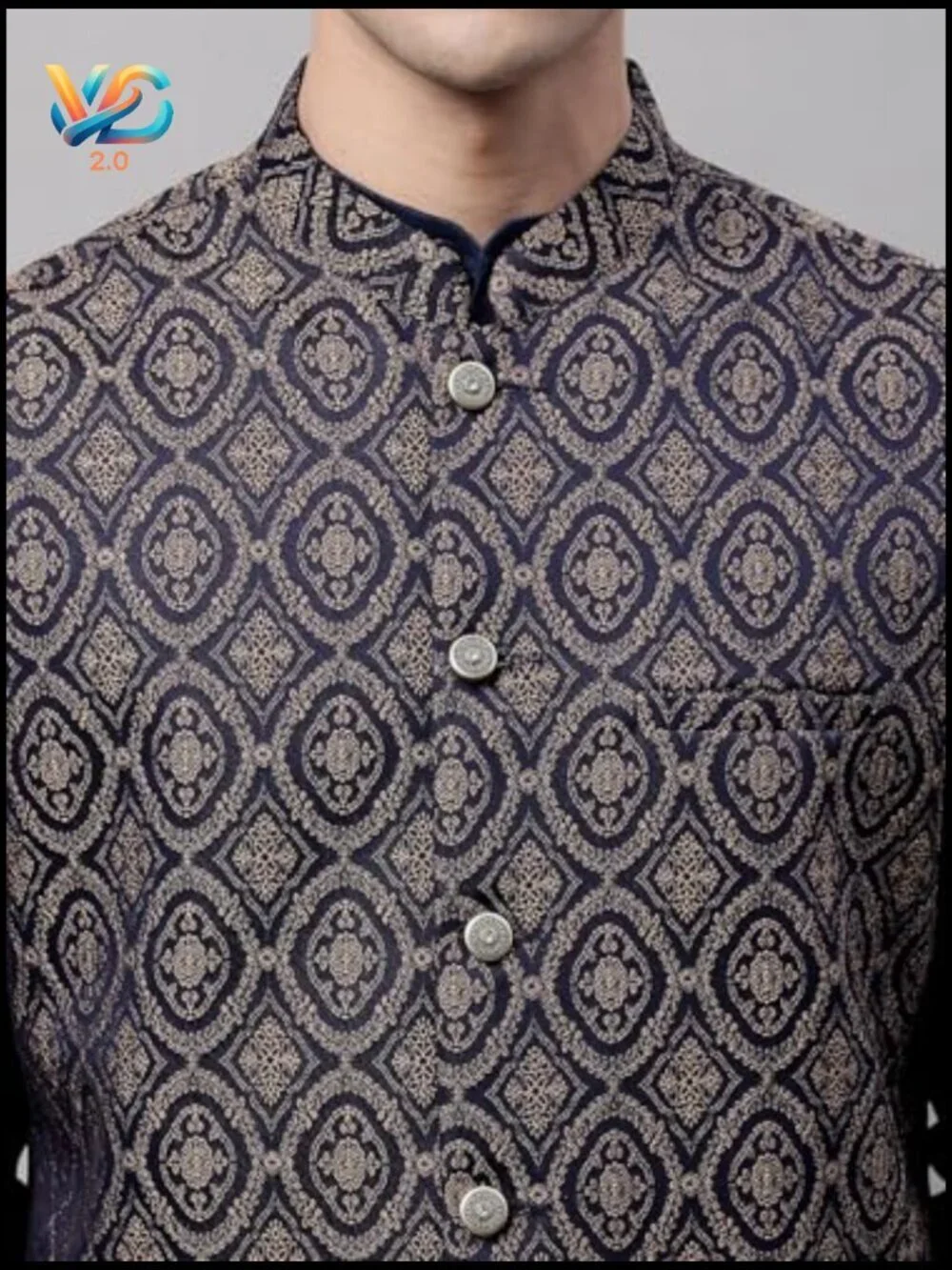 Men's Nehru Jacket Vest Brocade Silk Blend Mandarin Collar Wedding Festive